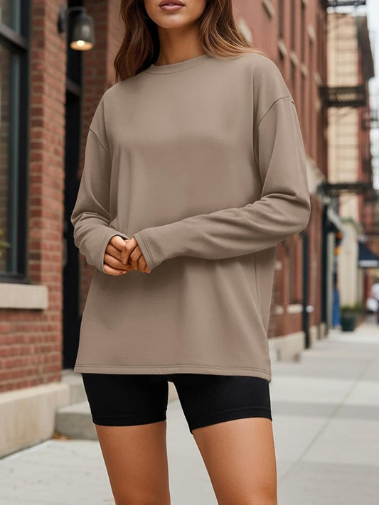 Trendy Queen Womens Oversized Long Sleeve Shirts Fall Tops 2026 Basic Tees