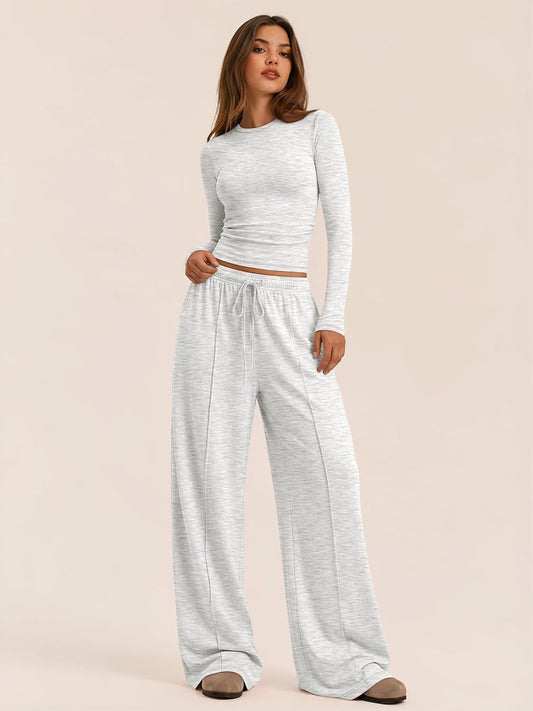 Trendy Queen Women's 2 Piece Fall Lounge Sets 2026 Designed with Pintuck
