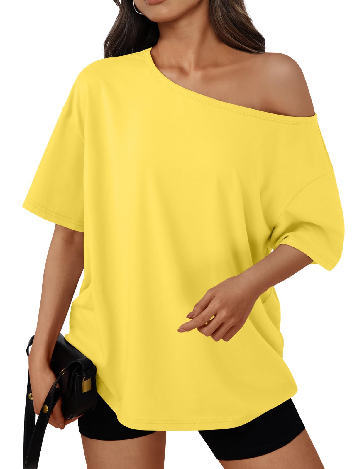 Trendy Queen Womens Off the Shoulder Tops Oversized Summer T-Shirts 2026