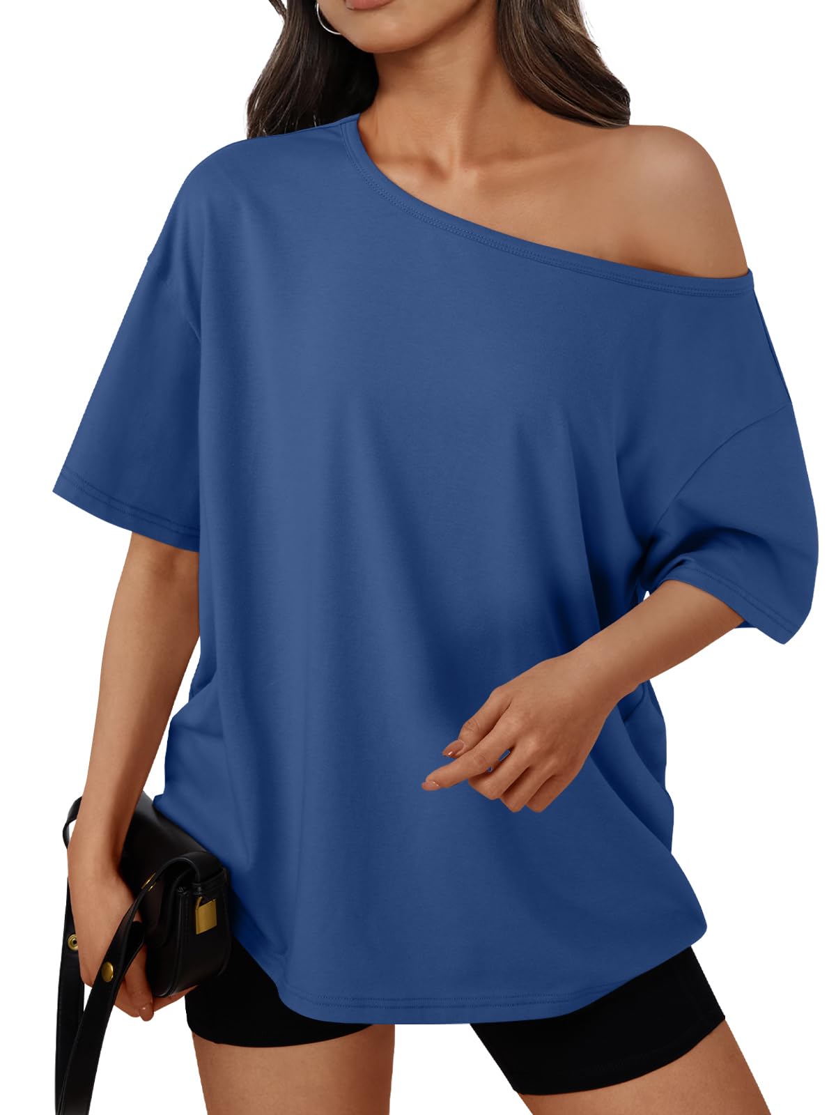 Trendy Queen Womens Off the Shoulder Tops Oversized Summer T-Shirts 2026