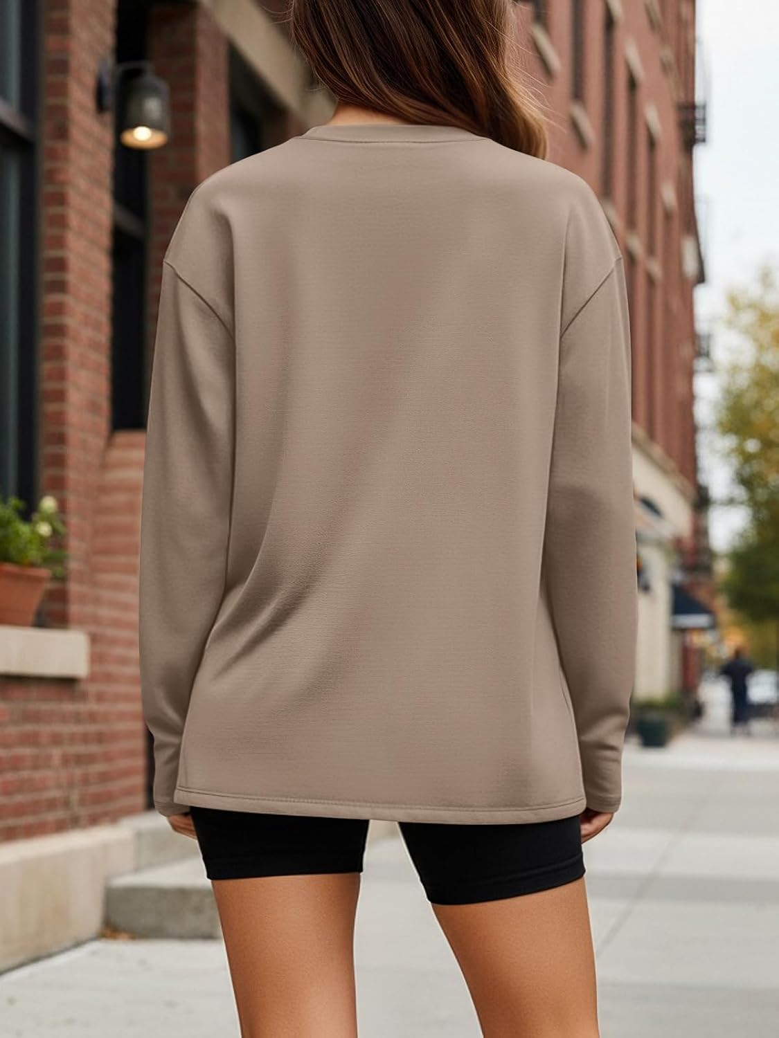 Trendy Queen Womens Oversized Long Sleeve Shirts Fall Tops 2026 Basic Tees