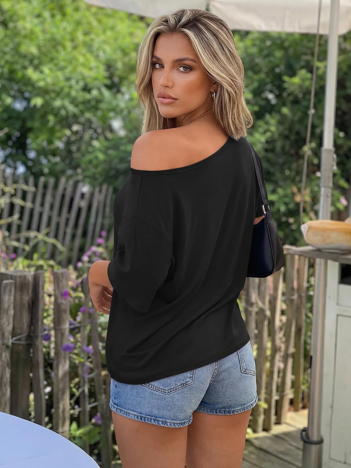 Trendy Queen Womens Off the Shoulder Tops Oversized Summer T-Shirts 2026