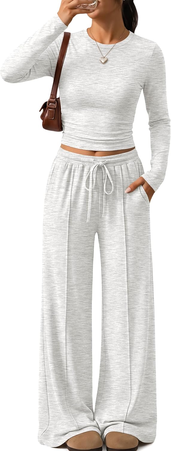 Trendy Queen Women's 2 Piece Fall Lounge Sets 2026 Designed with Pintuck