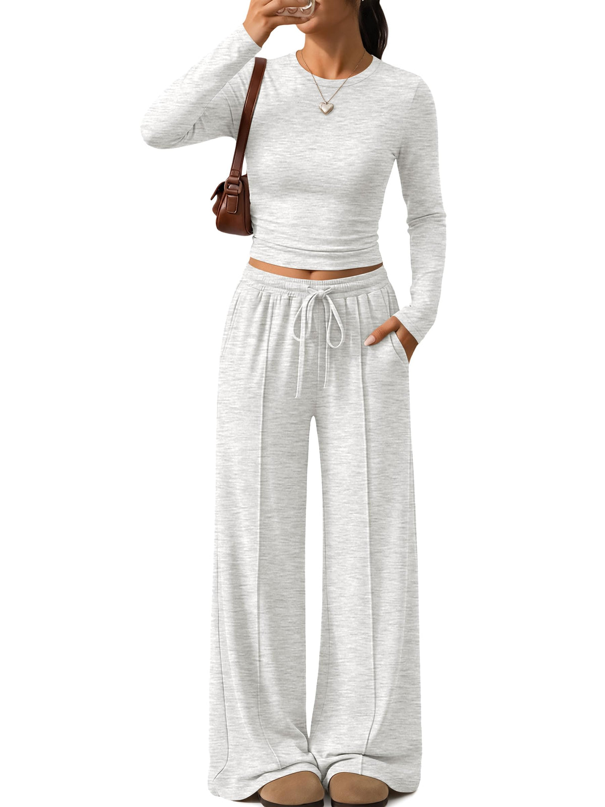 Trendy Queen Women's 2 Piece Fall Lounge Sets 2026 Designed with Pintuck