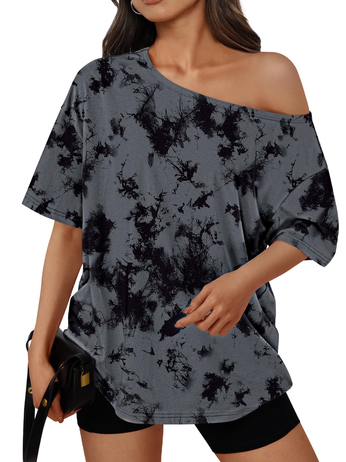 Trendy Queen Womens Off the Shoulder Tops Oversized Summer T-Shirts 2026