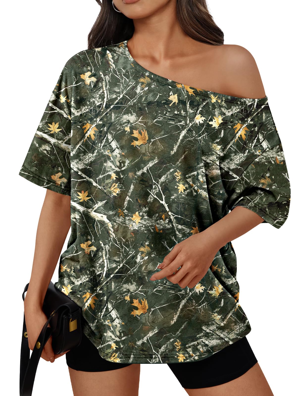 Trendy Queen Womens Off the Shoulder Tops Oversized Summer T-Shirts 2026