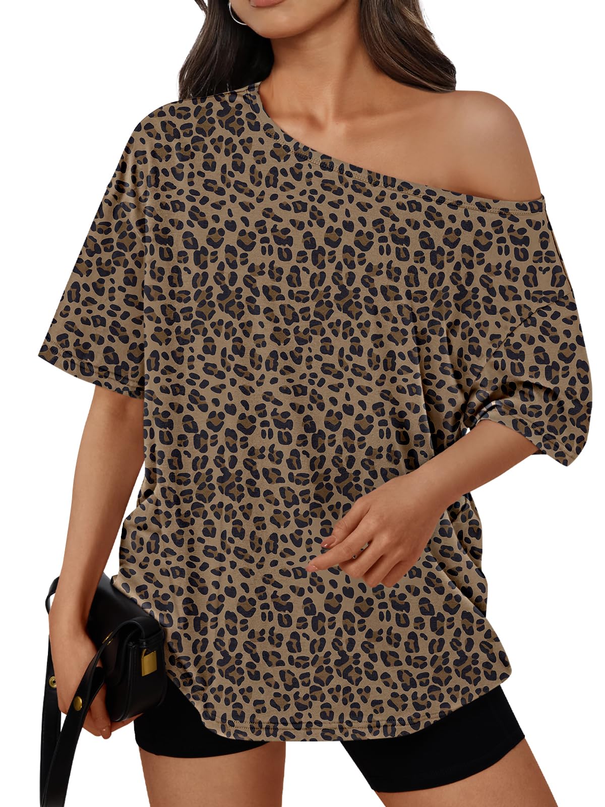 Trendy Queen Womens Off the Shoulder Tops Oversized Summer T-Shirts 2026