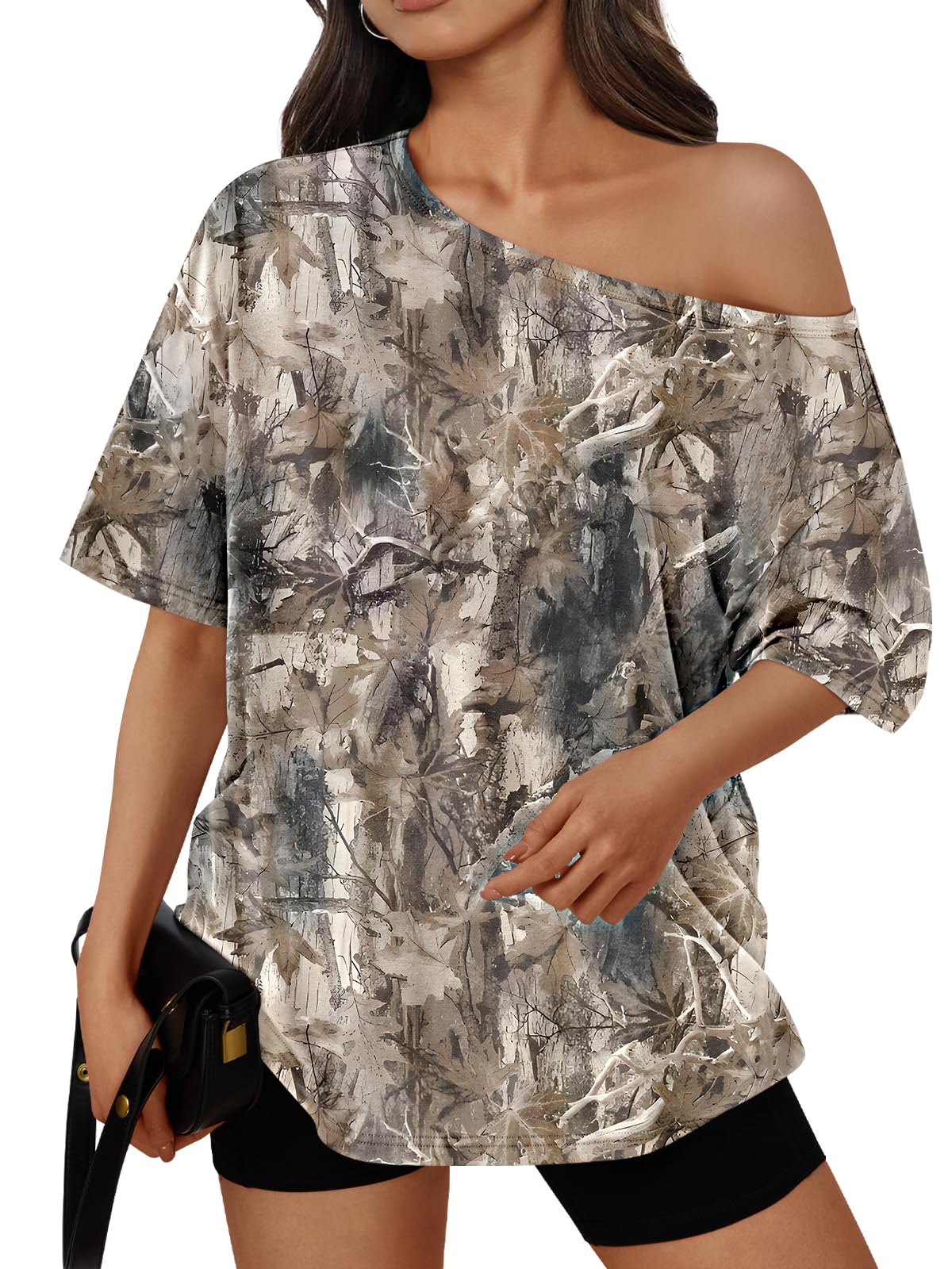 Trendy Queen Womens Off the Shoulder Tops Oversized Summer T-Shirts 2026