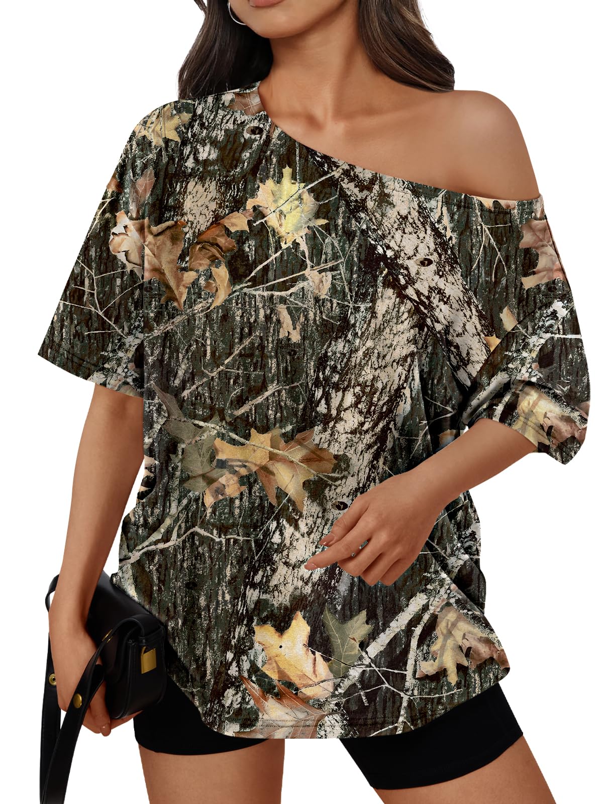 Trendy Queen Womens Off the Shoulder Tops Oversized Summer T-Shirts 2026